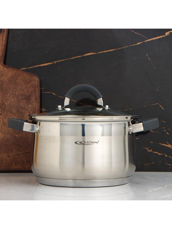 Кастрюля «Ирида», 3,9 л, d=20 см, капсульное дно, стеклянная крышка