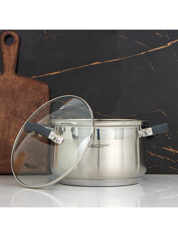 Кастрюля «Ирида», 3,9 л, d=20 см, капсульное дно, стеклянная крышка