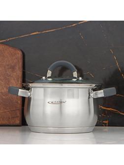 Кастрюля «Ирида», 2,9 л, d=18 см, капсульное дно, стеклянная крышка