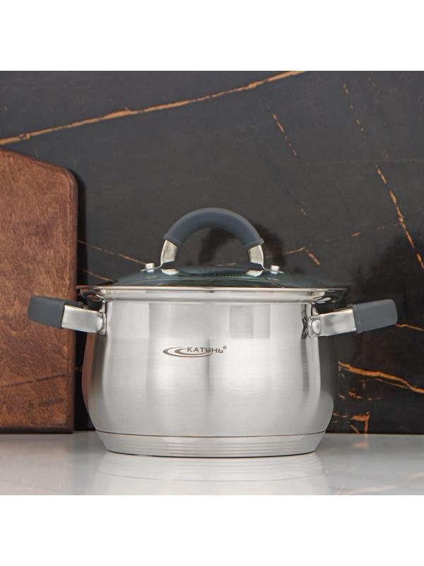 Кастрюля «Ирида», 2,9 л, d=18 см, капсульное дно, стеклянная крышка