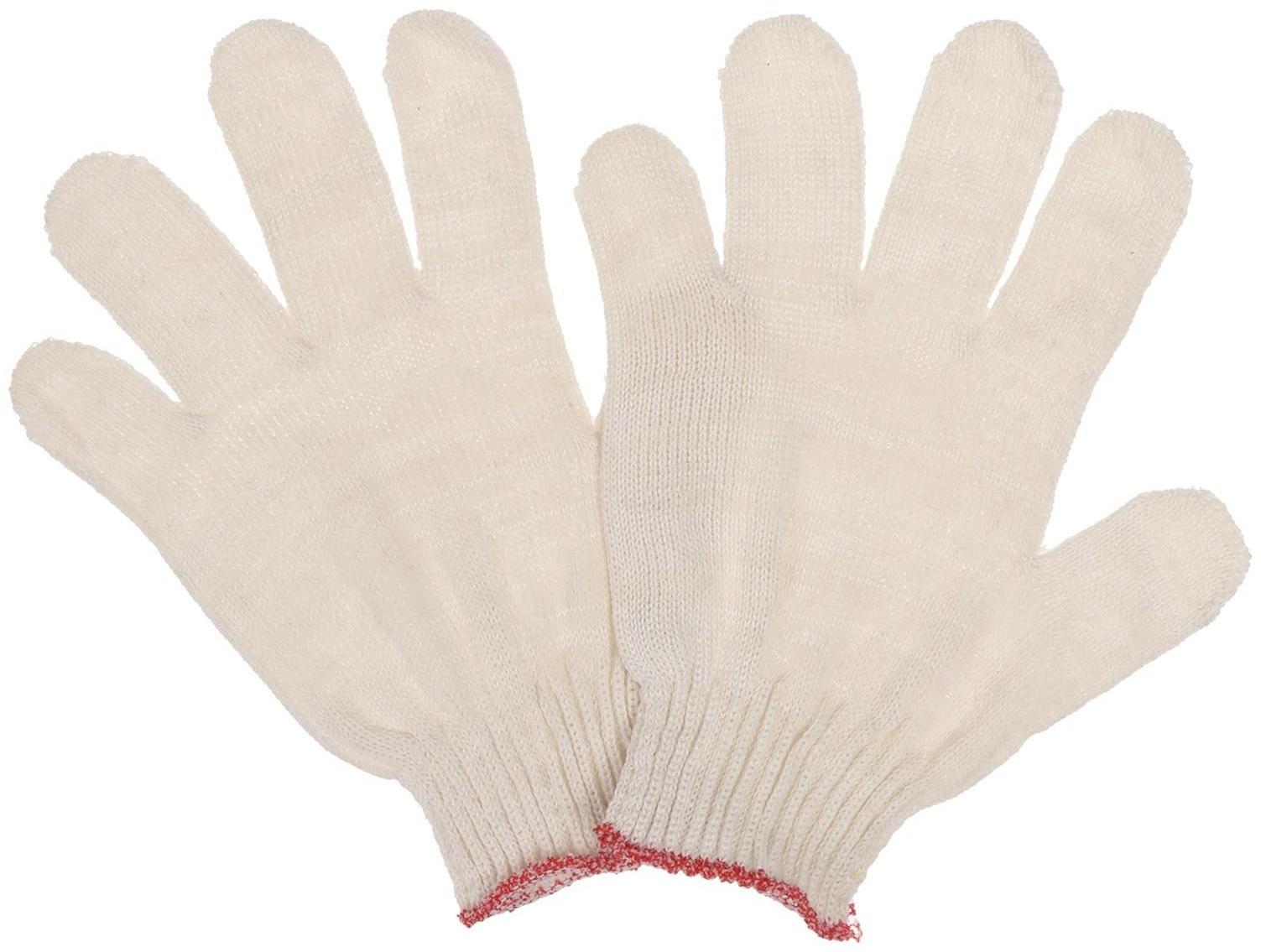 Перчатки, х/б, вязка 10 класс, 3 нити, размер 9, без покрытия, белые, Greengo