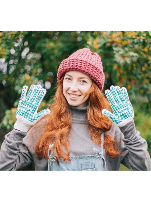 Перчатки, х/б, вязка 10 класс, 4 нити, размер 9, с ПВХ протектором, белые, Greengo