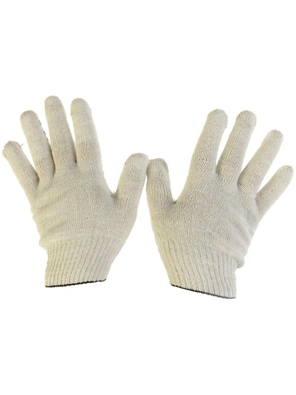 Перчатки, х/б, вязка 10 класс, 4 нити, размер 9, с ПВХ протектором, белые, Greengo