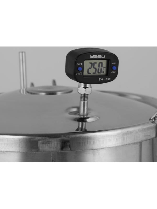 Коптильня домашняя «Аромат», для горячего копчения, 14 л, термометр МИКС, нержавеющая сталь