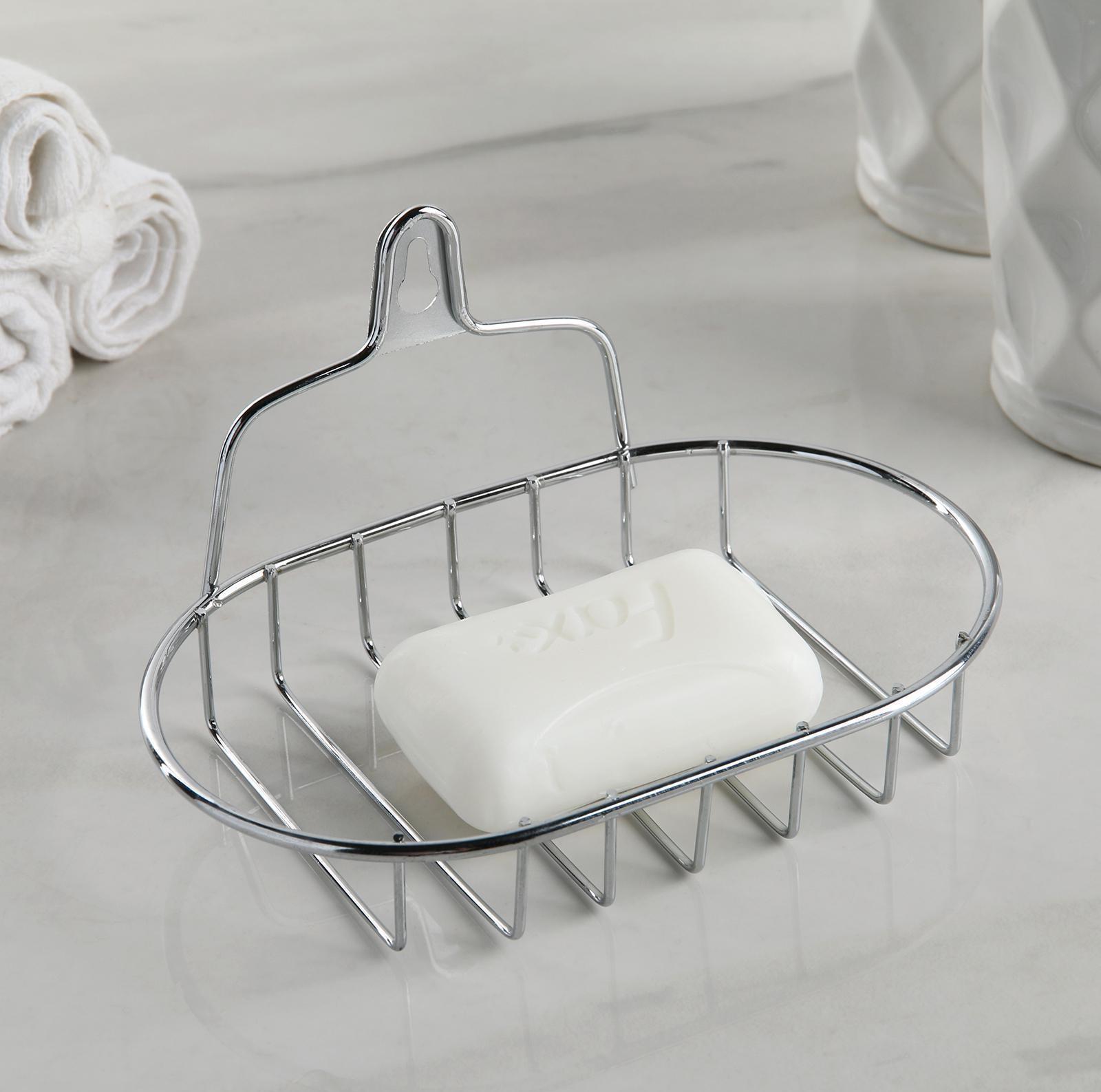 Мыльница овальная, 13,5×10,5×8 см, хром