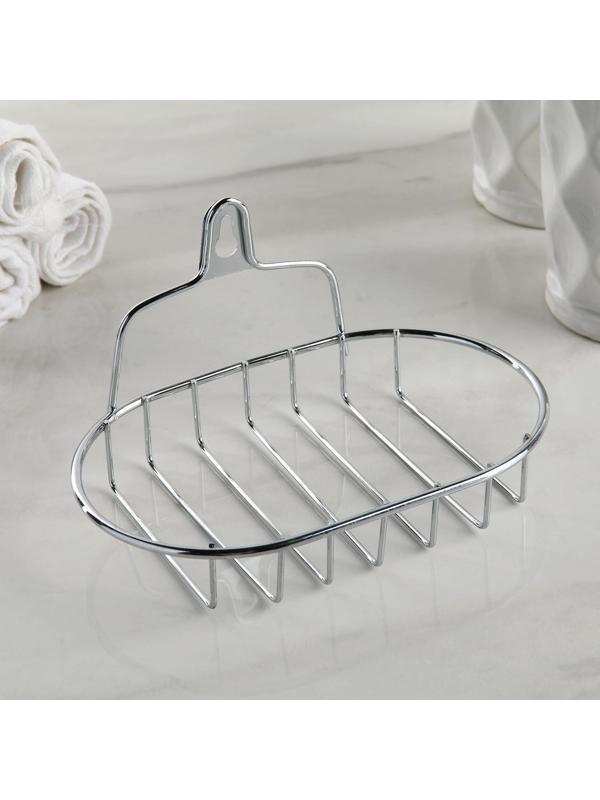 Мыльница овальная, 13,5×10,5×8 см, хром