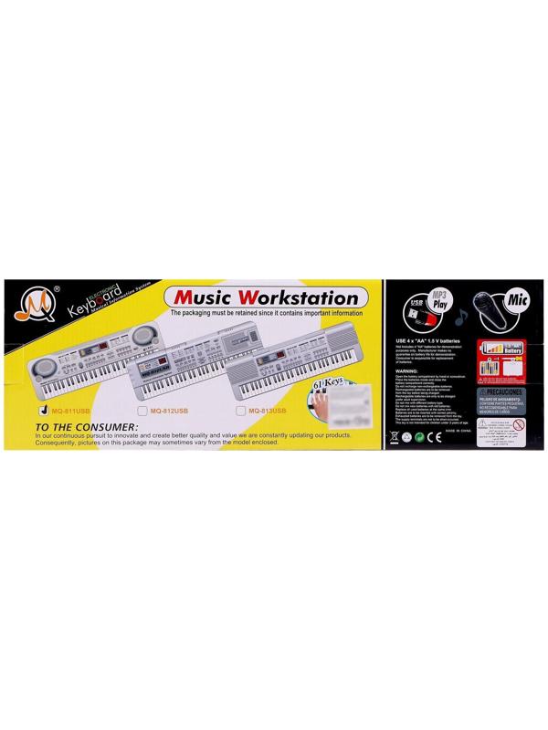 Синтезатор «Джаз» с дисплеем, 61 клавиша, цвет серебристый