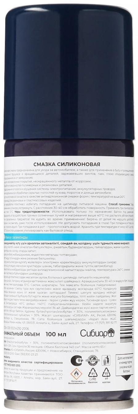Силиконовая смазка Авто мастер, 100 мл, аэрозоль