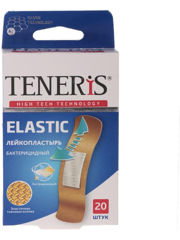 Лейкопластырь бактерицидный Teneris Elastic с ионами серебра на тканевой основе, 20 шт