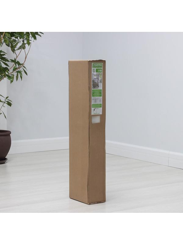 Сушилка для белья напольная 3-х уровневая Доляна, 75(126)×64×170 см, рабочая длина 16 м, на колёсах, нержавеющая сталь