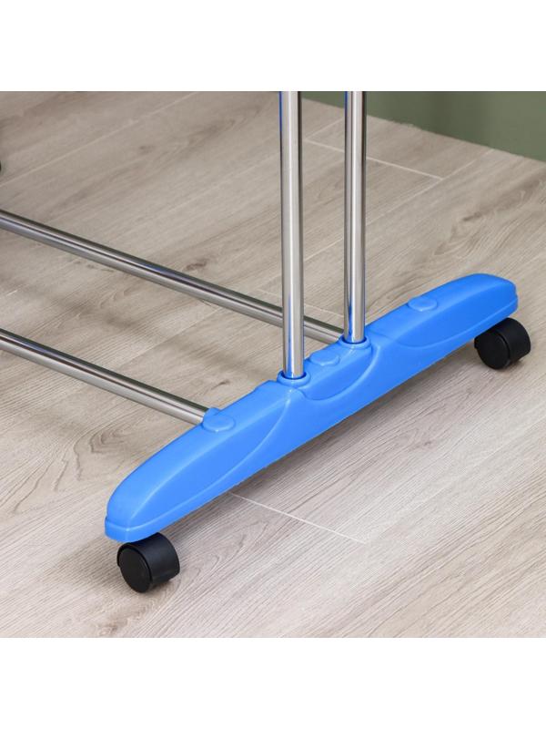 Сушилка для белья напольная 3-х уровневая Доляна, 75(126)×64×170 см, рабочая длина 16 м, на колёсах, нержавеющая сталь