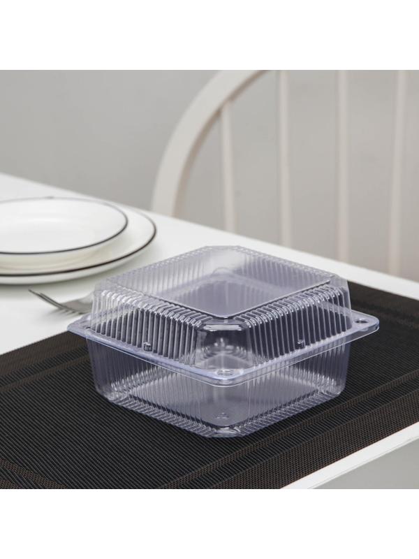 Контейнер одноразовый, 15,5×15,5×7,5 см, цвет прозрачный