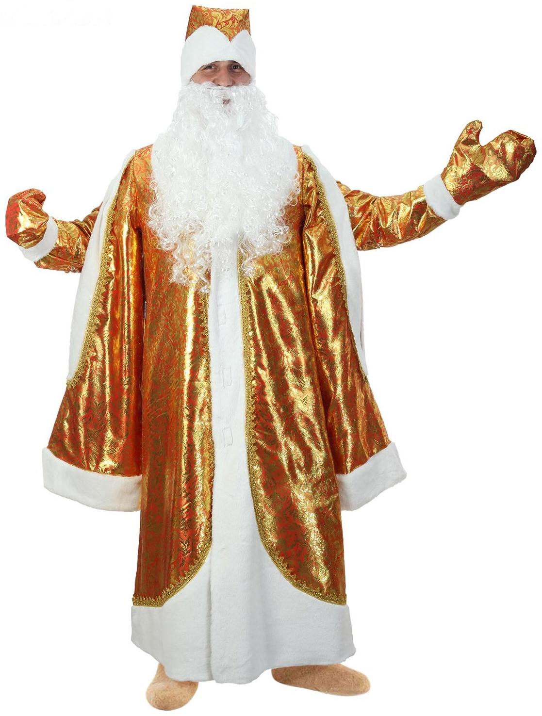 Карнавальный костюм «Дед Мороз», парча, золото на красном, р. 48-50, рост 182 см
