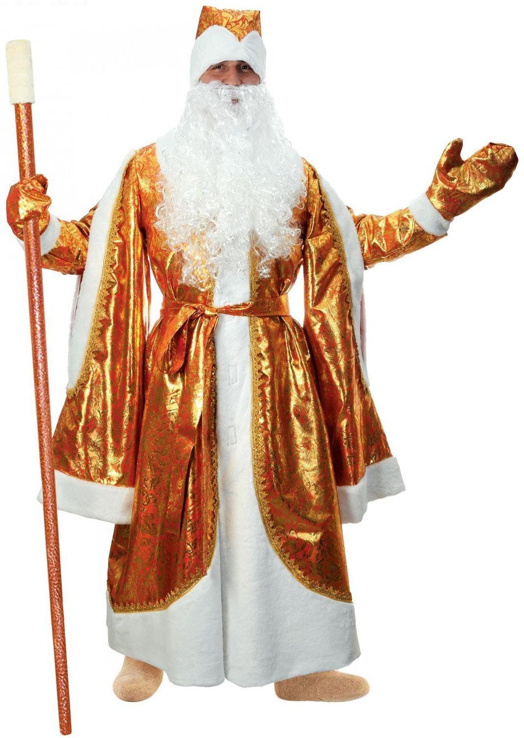 Карнавальный костюм «Дед Мороз», парча, золото на красном, р. 48-50, рост 182 см