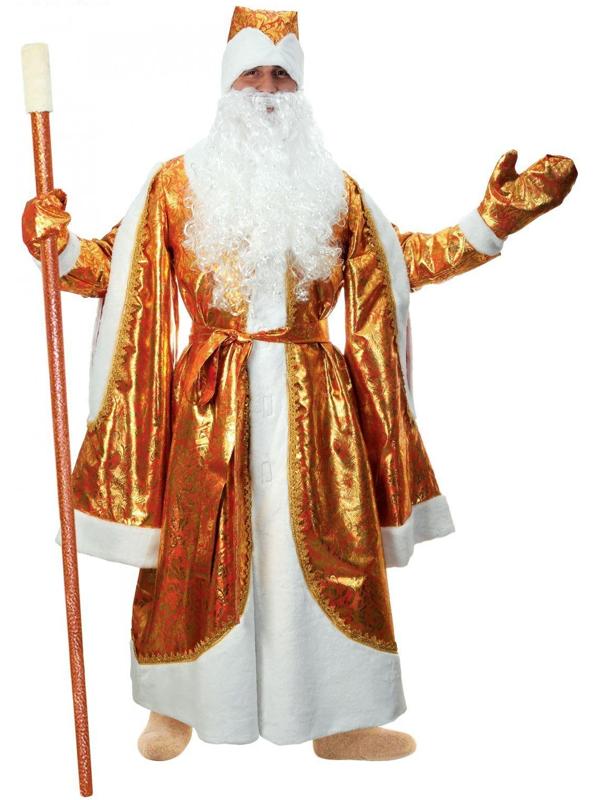 Карнавальный костюм «Дед Мороз», парча, золото на красном, р. 48-50, рост 182 см