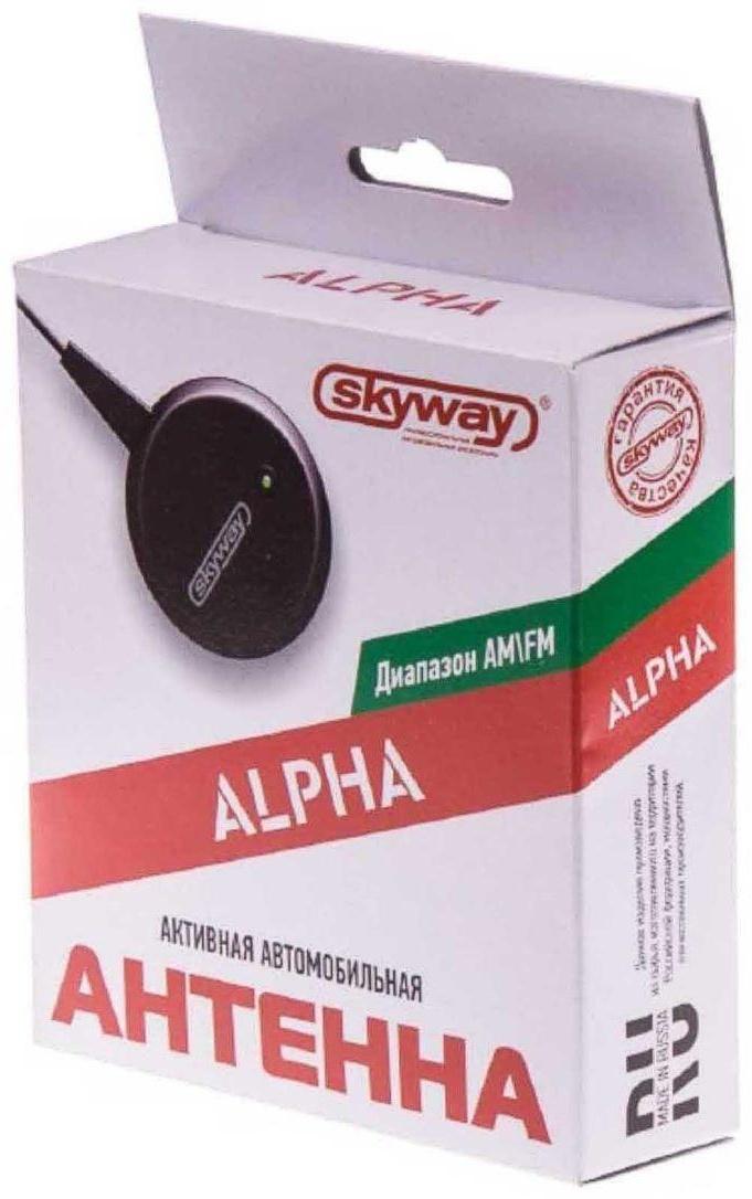 Антенна автомобильная Skyway ALPHA FM, круглая, тонкое полотно, черный, S00203003