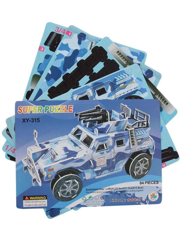 Конструктор 3D «Военный джип», 84 детали