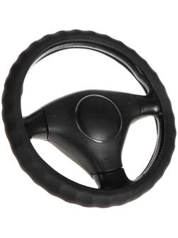 Оплетка TORSO, кожа PU, перфорация, рельефная, размер 38 см, черный