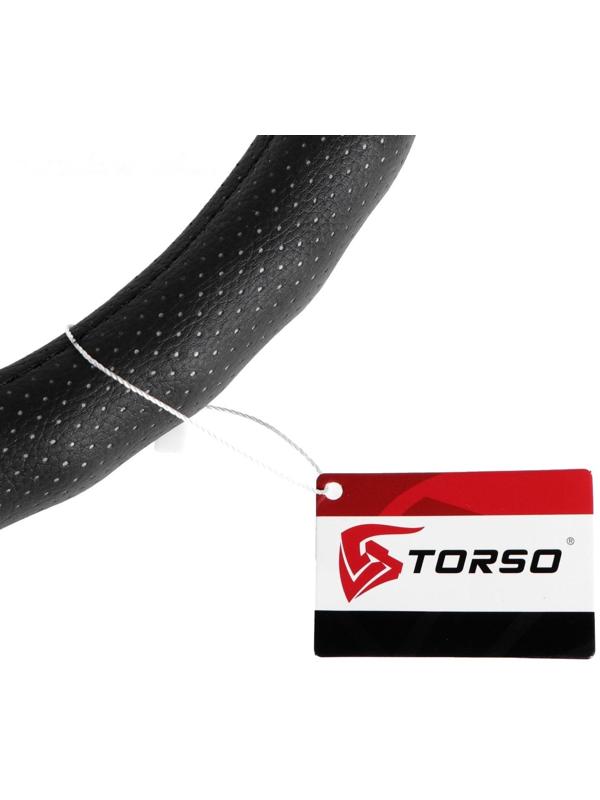 Оплетка TORSO, кожа PU, перфорация, рельефная, размер 38 см, черный