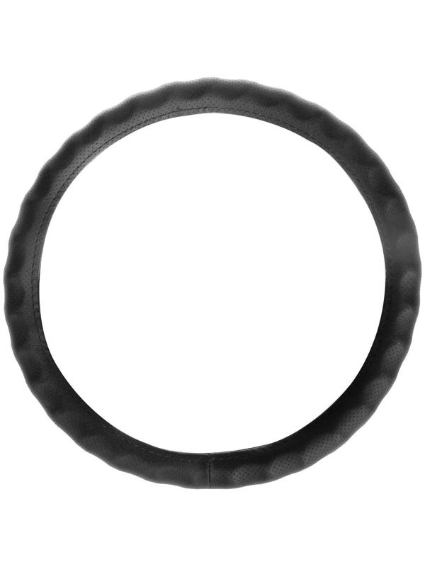 Оплетка TORSO, кожа PU, перфорация, рельефная, размер 38 см, черный