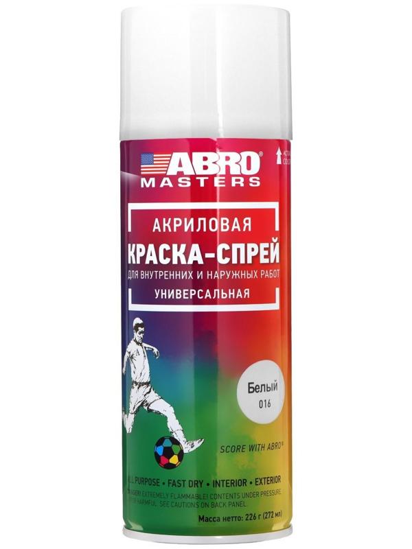Краска-спрей ABRO MASTERS, 400 мл, белый глянцевый SP-016-AM