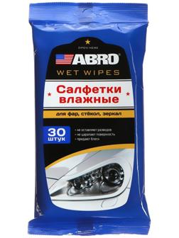 Салфетки влажные ABRO для фар, стёкол, зеркал, набор 30 шт. CW-100-G
