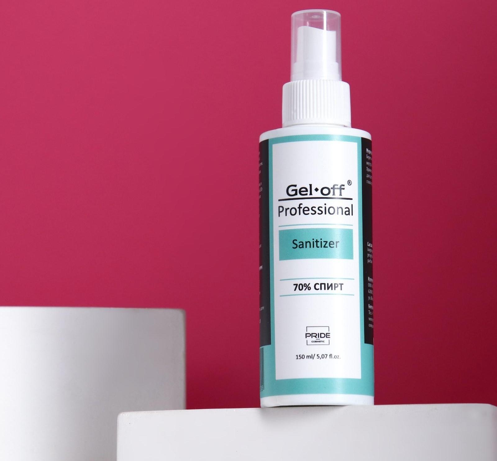 Антисептик спиртовой для рук и ногтей Gel*off Sanitizer с антибактериальным эффектом, 150 мл