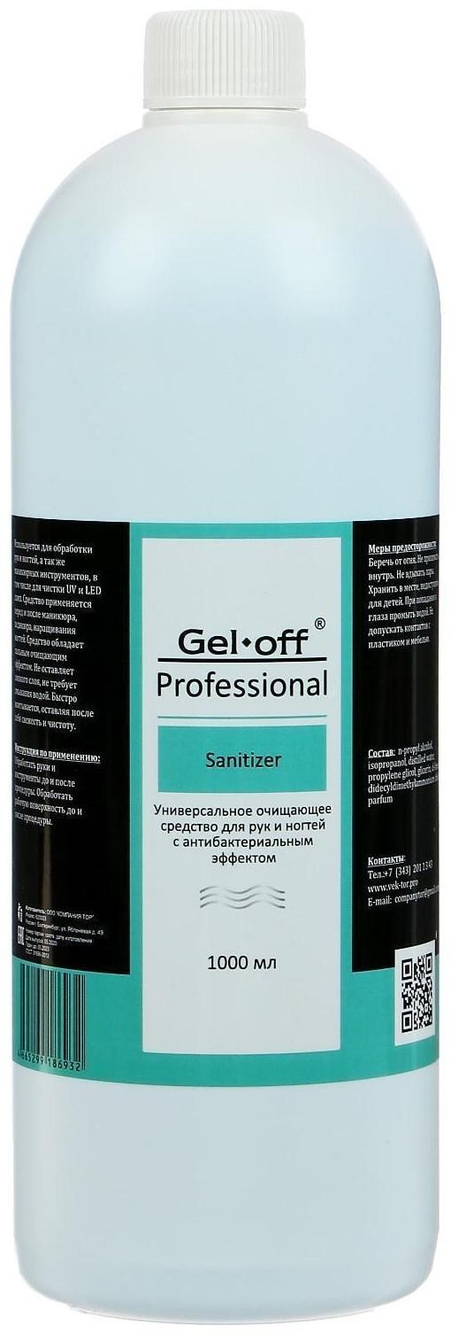 Антисептик спиртовой для рук и ногтей Gel*off Sanitizer с антибактериальным эффектом, 1000 мл