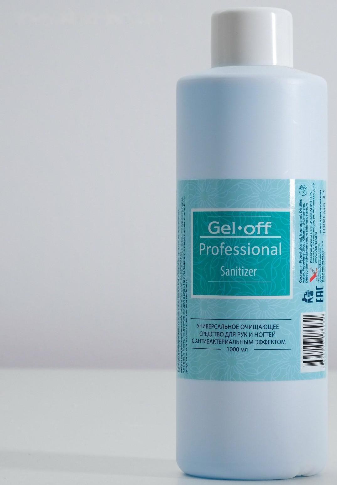 Антисептик спиртовой для рук и ногтей Gel*off Sanitizer с антибактериальным эффектом, 1000 мл