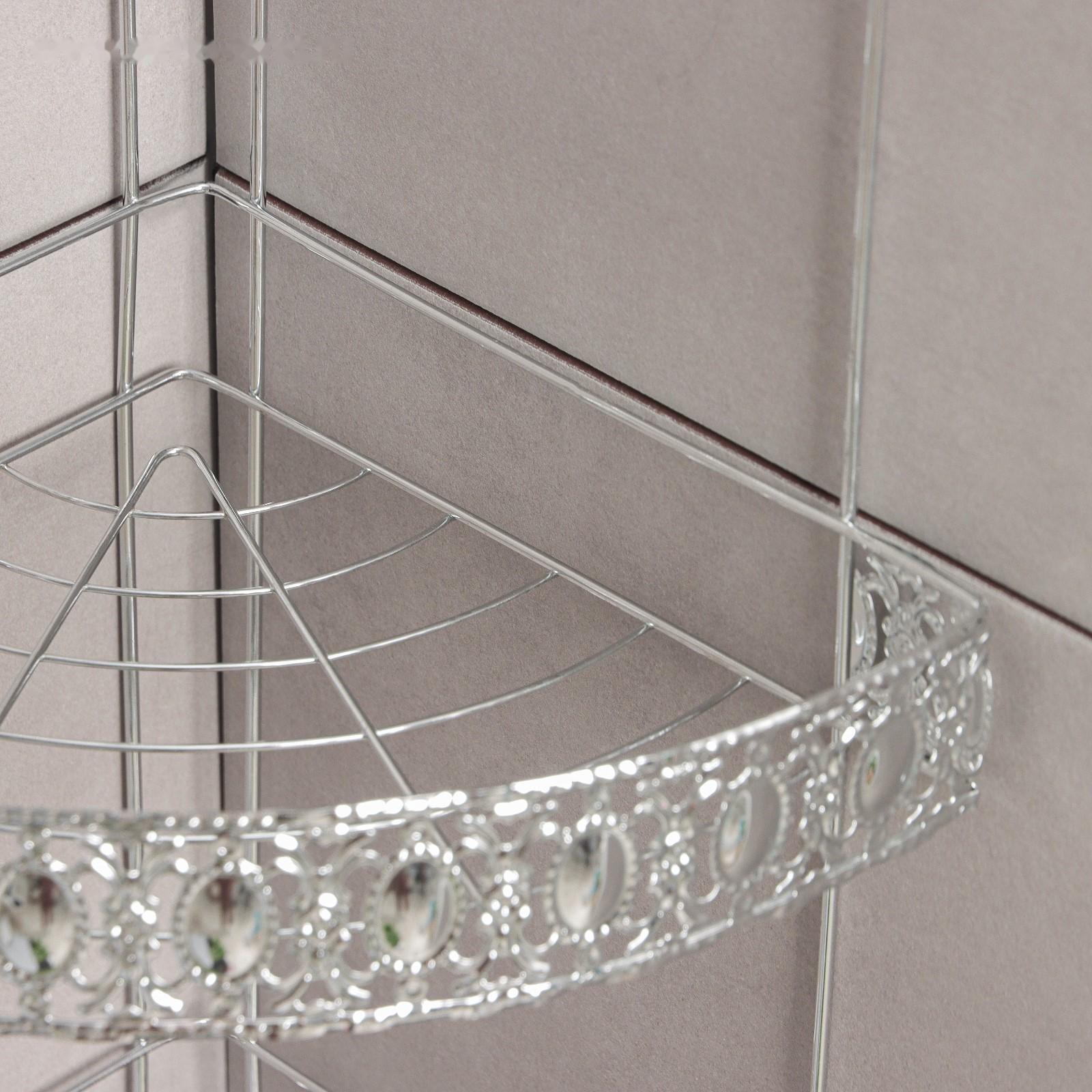 Полка угловая 3-х ярусная Доляна, 23×23×56 см, цвет хром