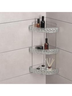 Полка угловая 3-х ярусная Доляна, 23×23×56 см, цвет хром