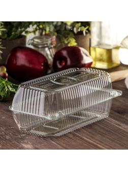 Контейнер одноразовый с неразъёмной крышкой, прямоугольный, 21,8×11,5×8,4 см, 280 шт/уп