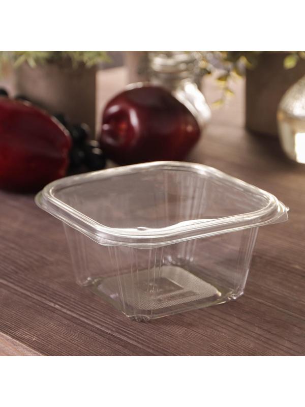 Контейнер одноразовый с неразъёмной крышкой ПР-СК-РГ-500А, 13,7×14,2×6,8 см, прозрачный, 300 шт/уп