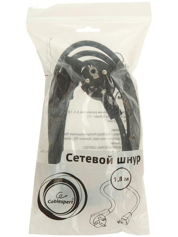 Кабель питания Cablexpert PC-186, Schuko - C13, 6 А, 1.8 м, черный