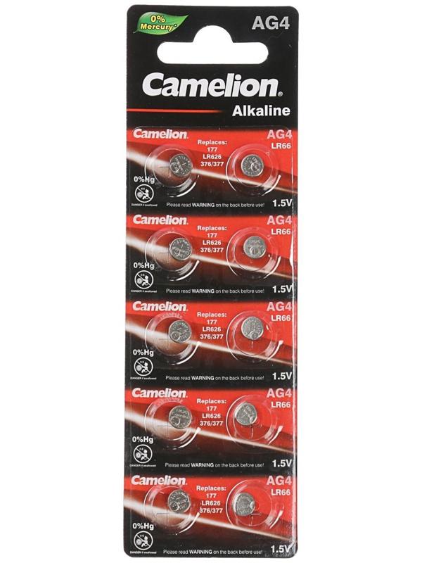 Батарейка алкалиновая Camelion Mercury Free, AG4 (377, LR626)-10BL, 1.5В, блистер, 10 шт.