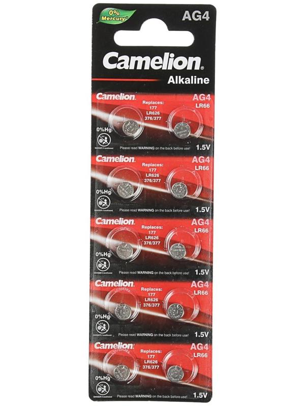 Батарейка алкалиновая Camelion Mercury Free, AG4 (377, LR626)-10BL, 1.5В, блистер, 10 шт.