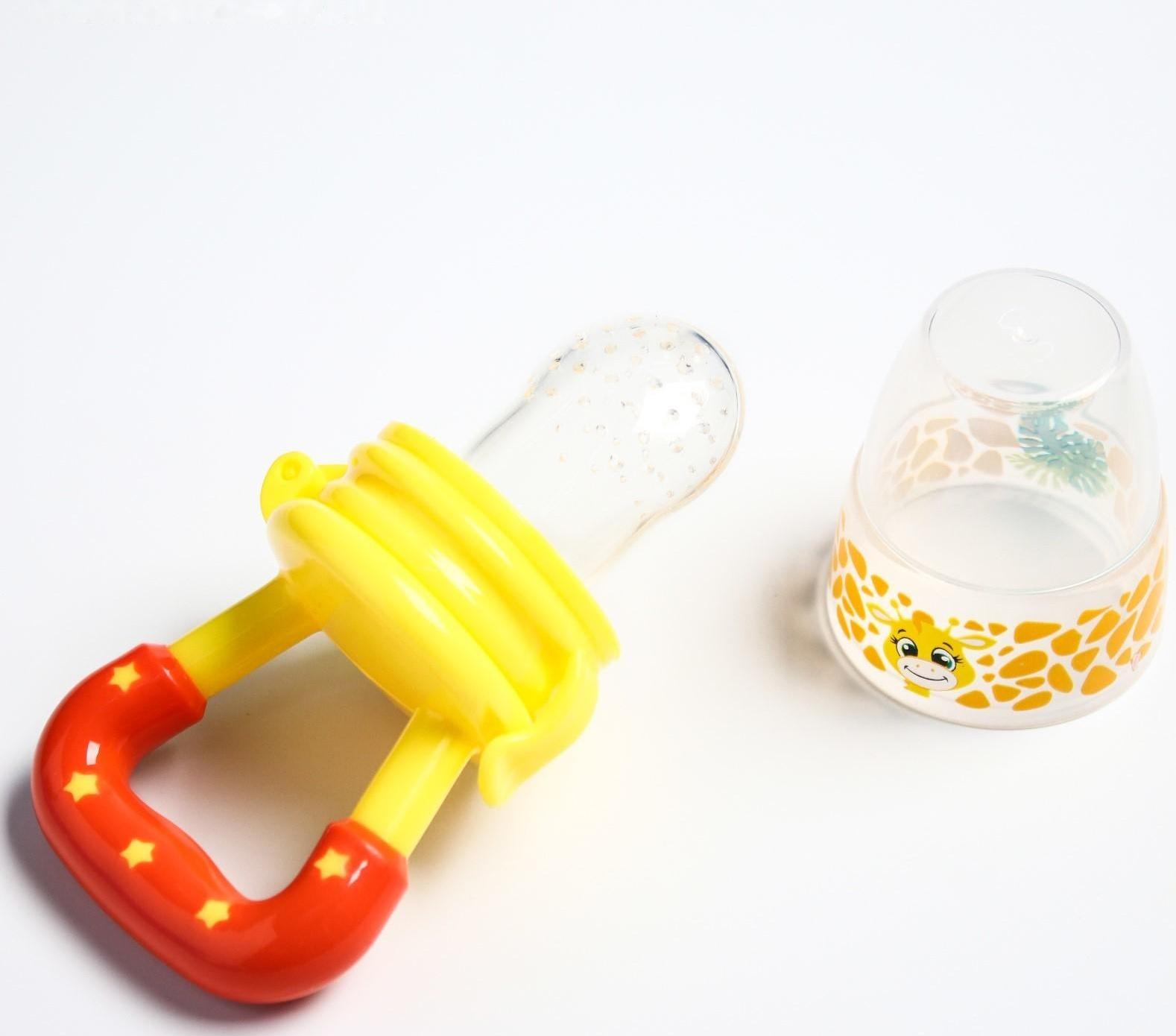 Ниблер «Жирафик», с силиконовой сеточкой, цвет жёлтый/красный