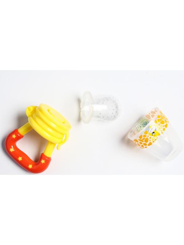 Ниблер «Жирафик», с силиконовой сеточкой, цвет жёлтый/красный