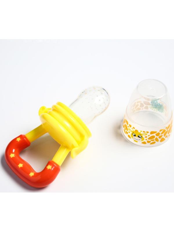 Ниблер «Жирафик», с силиконовой сеточкой, цвет жёлтый/красный