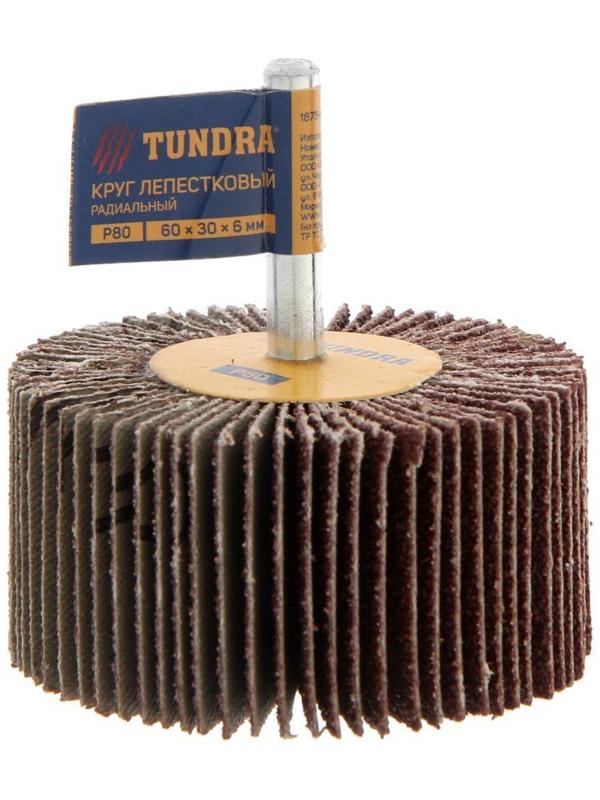 Круг лепестковый радиальный ТУНДРА, 60 х 30 х 6 мм, Р80