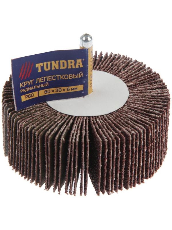 Круг лепестковый радиальный ТУНДРА, 80 х 30 х 6 мм, Р60