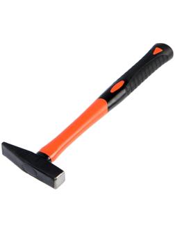 Молоток слесарный ЛОМ, квадратный боек, фиберглассовая обрезиненная рукоятка, 200 г