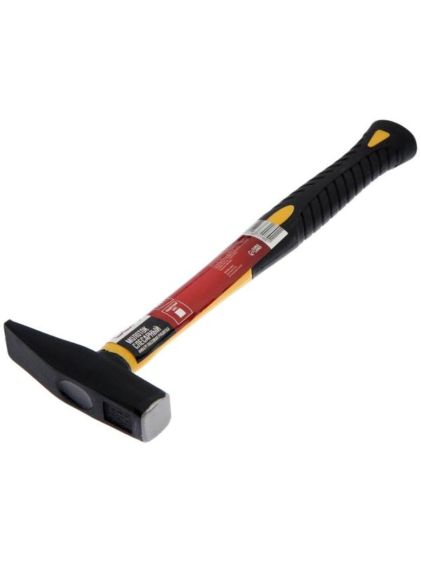 Молоток слесарный ЛОМ, квадратный боек, фиберглассовая обрезиненная рукоятка, 500 г