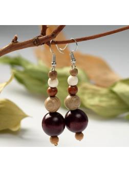 Серьги ручная работа, деревянные 