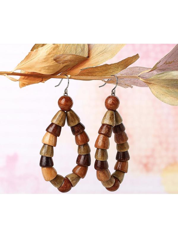 Серьги ручная работа, деревянные 