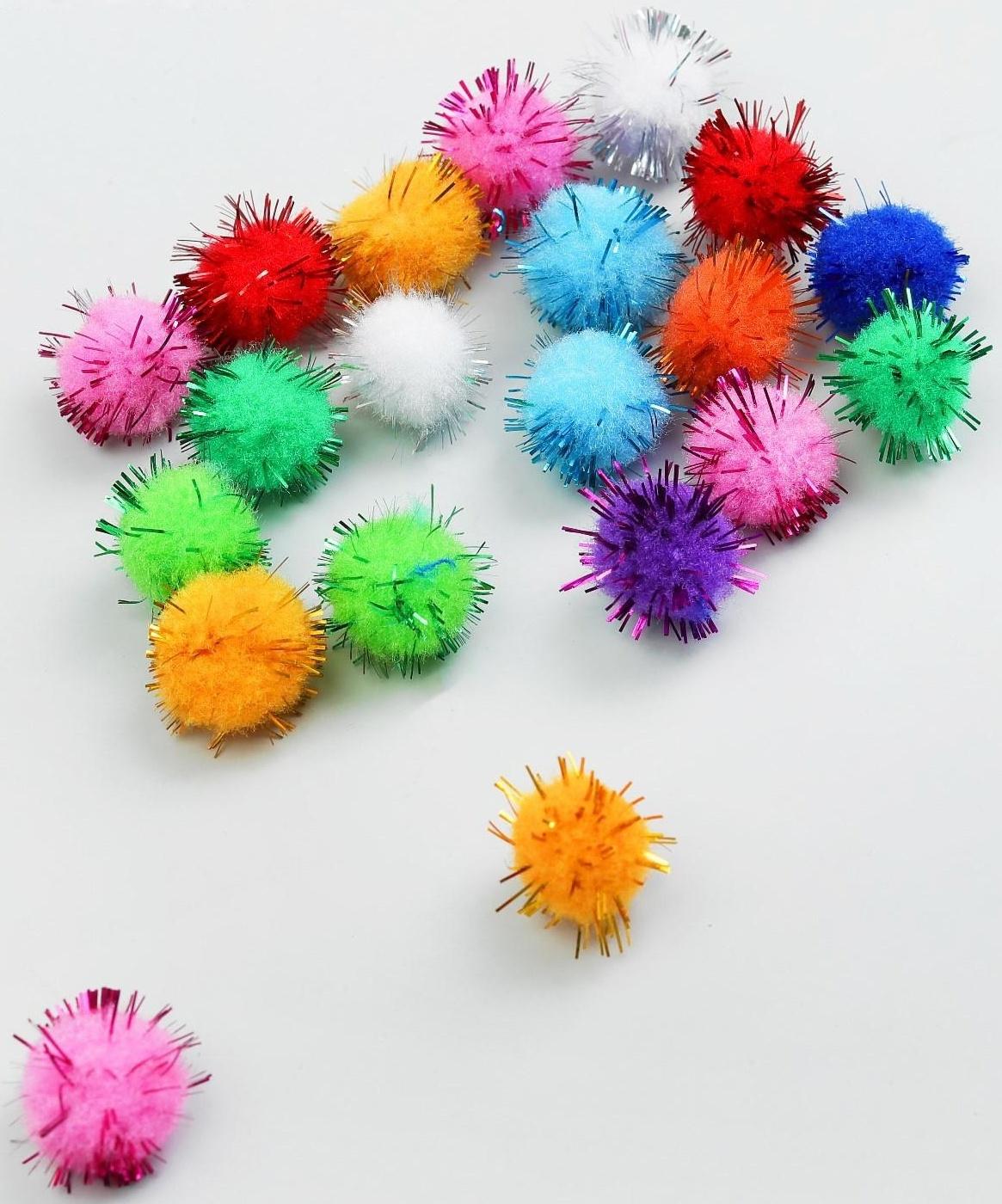 Набор текстильных деталей для декора «Бомбошки» 20 шт. набор, размер 1 шт. 1,8 см, цвет МИКС