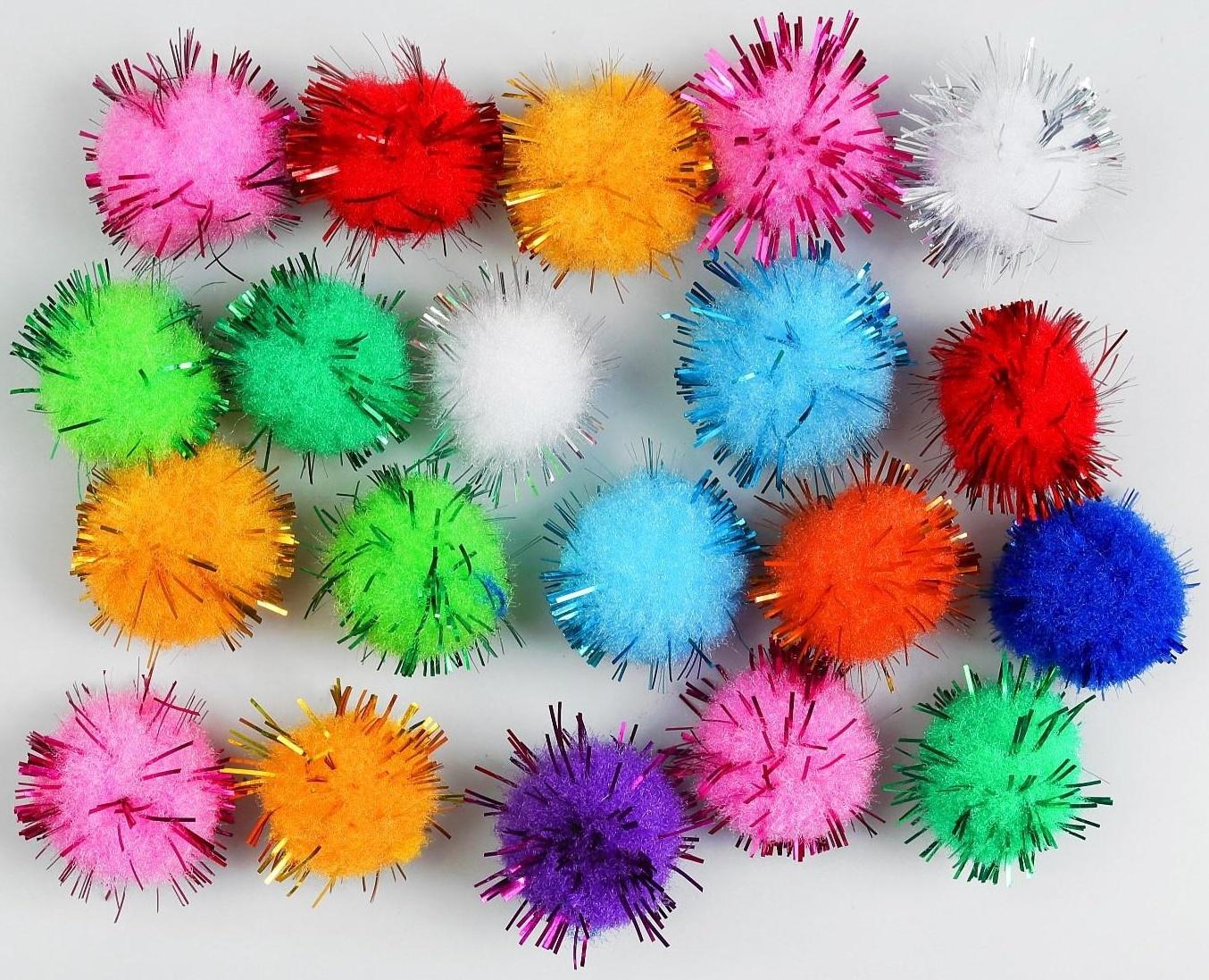 Набор текстильных деталей для декора «Бомбошки» 20 шт. набор, размер 1 шт. 1,8 см, цвет МИКС