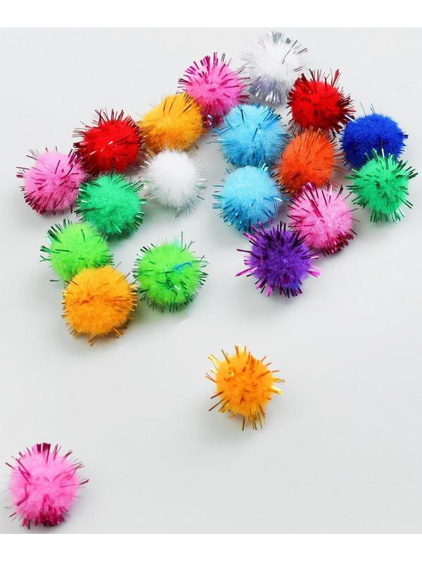 Набор текстильных деталей для декора «Бомбошки» 20 шт. набор, размер 1 шт. 1,8 см, цвет МИКС