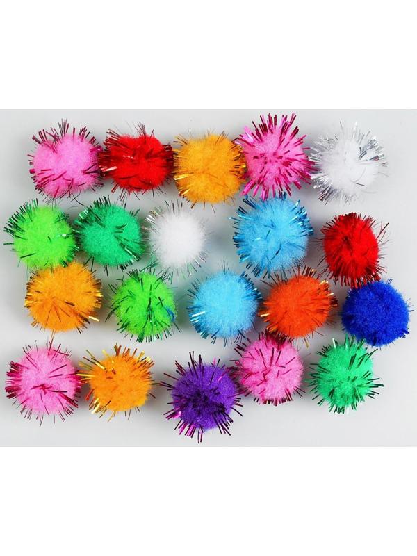 Набор текстильных деталей для декора «Бомбошки» 20 шт. набор, размер 1 шт. 1,8 см, цвет МИКС