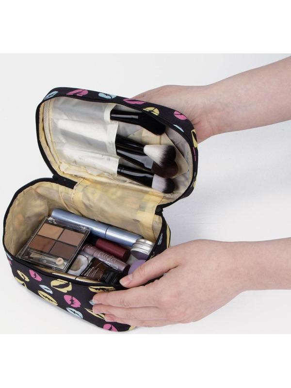 Косметичка на молнии, с зеркалом, цвет чёрный/разноцветный